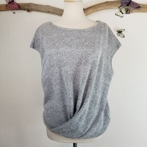 DKNY gray short sleeve twist front sweater